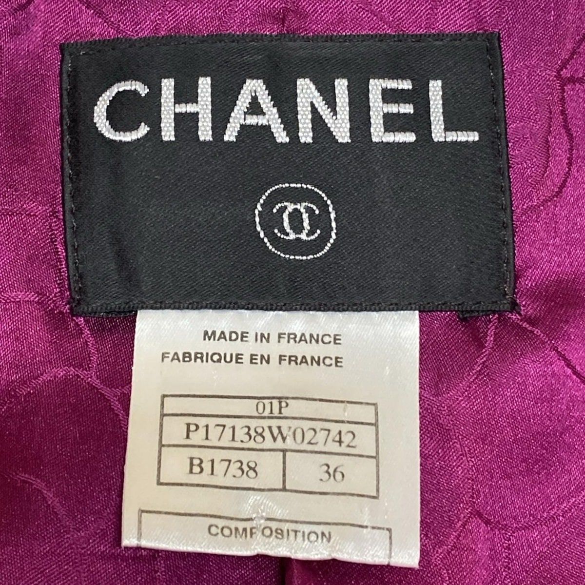 Chanel Jacket 36 S Purple Tweed Sequin Border Coco Button Cotton — view 3