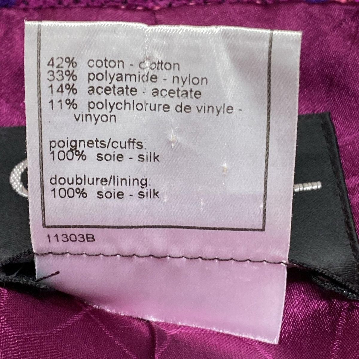 Chanel Jacket 36 S Purple Tweed Sequin Border Coco Button Cotton — view 4