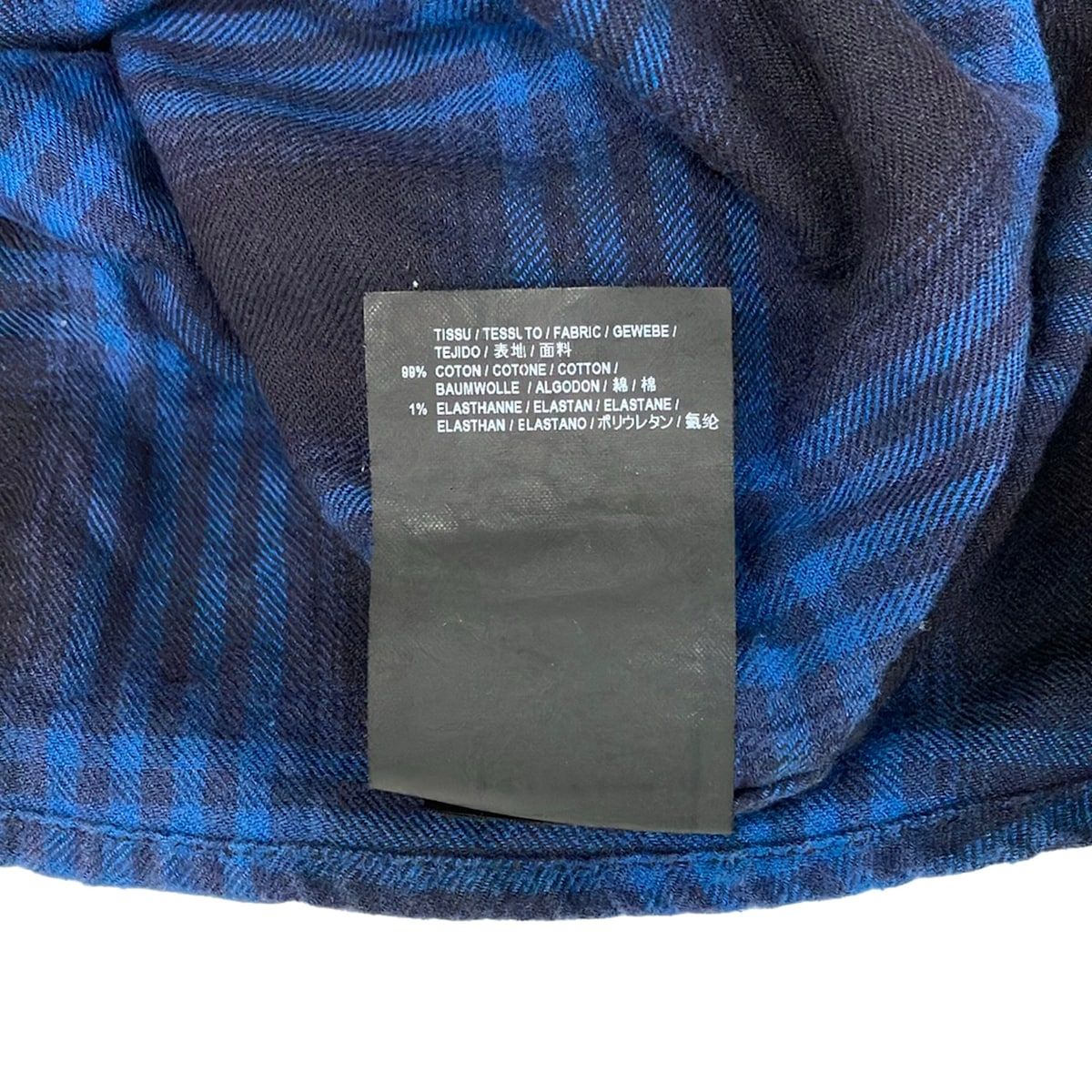 Saint Laurent Paris Long Sleeve Shirt XL Blue Dark Navy Plaid Pattern — view 4