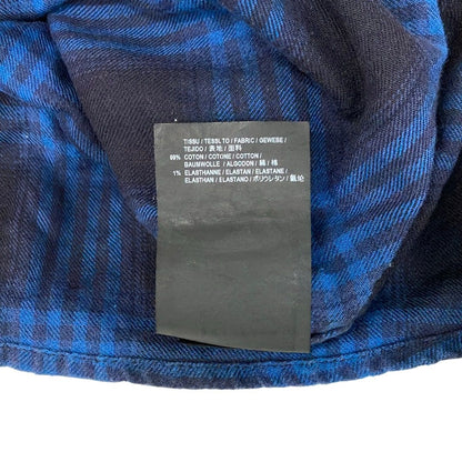 Saint Laurent Paris Long Sleeve Shirt XL Blue Dark Navy Plaid Pattern — view 4