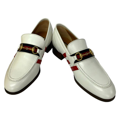 Gucci Loafers 3 Stripe Horsebit Ivory Red Multi Leather 10 — view 2