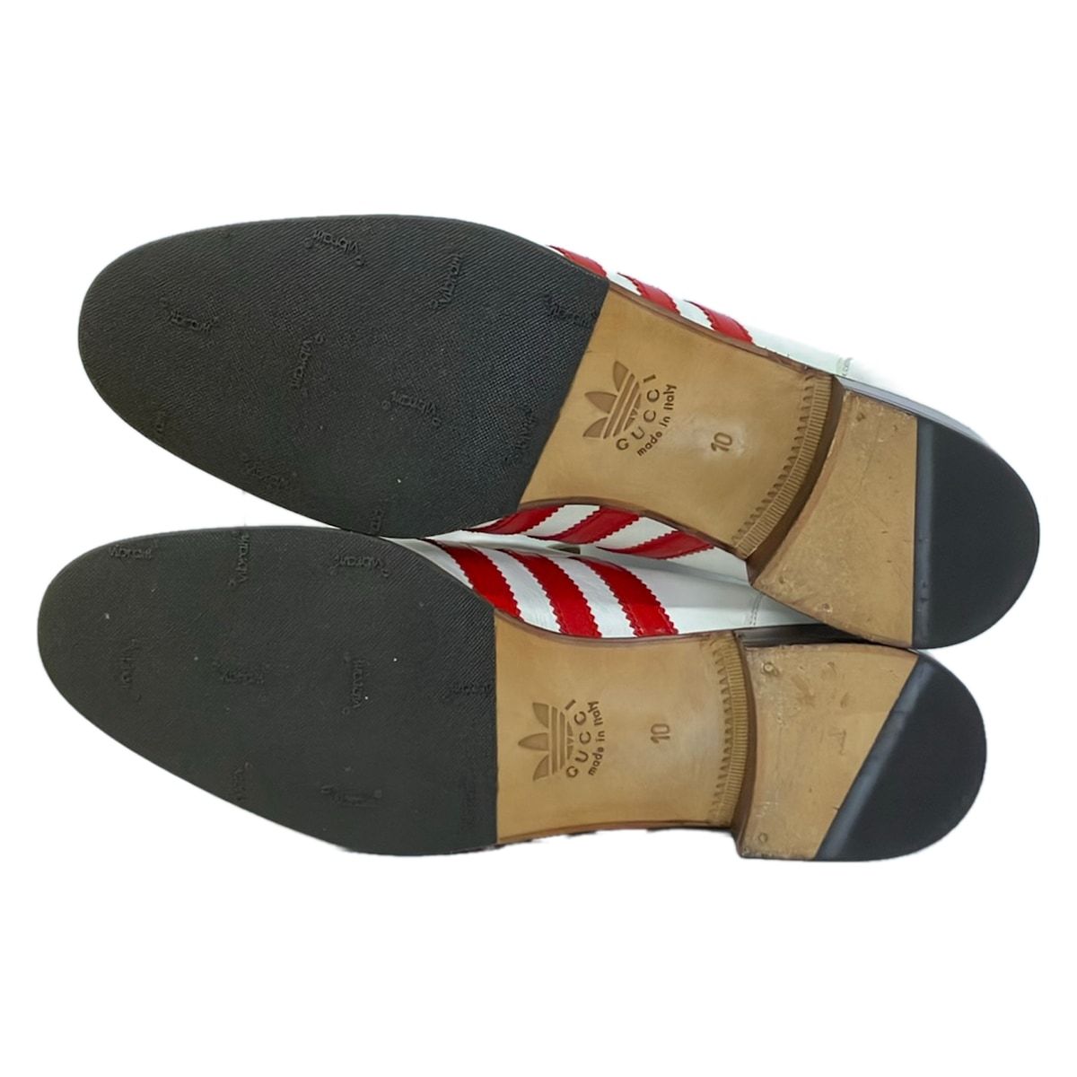 Gucci Loafers 3 Stripe Horsebit Ivory Red Multi Leather 10 — view 4