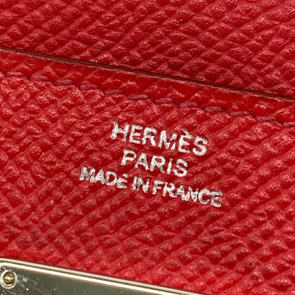 Hermes Wallet Kelly Long Rouge Kazak Silver — view 6