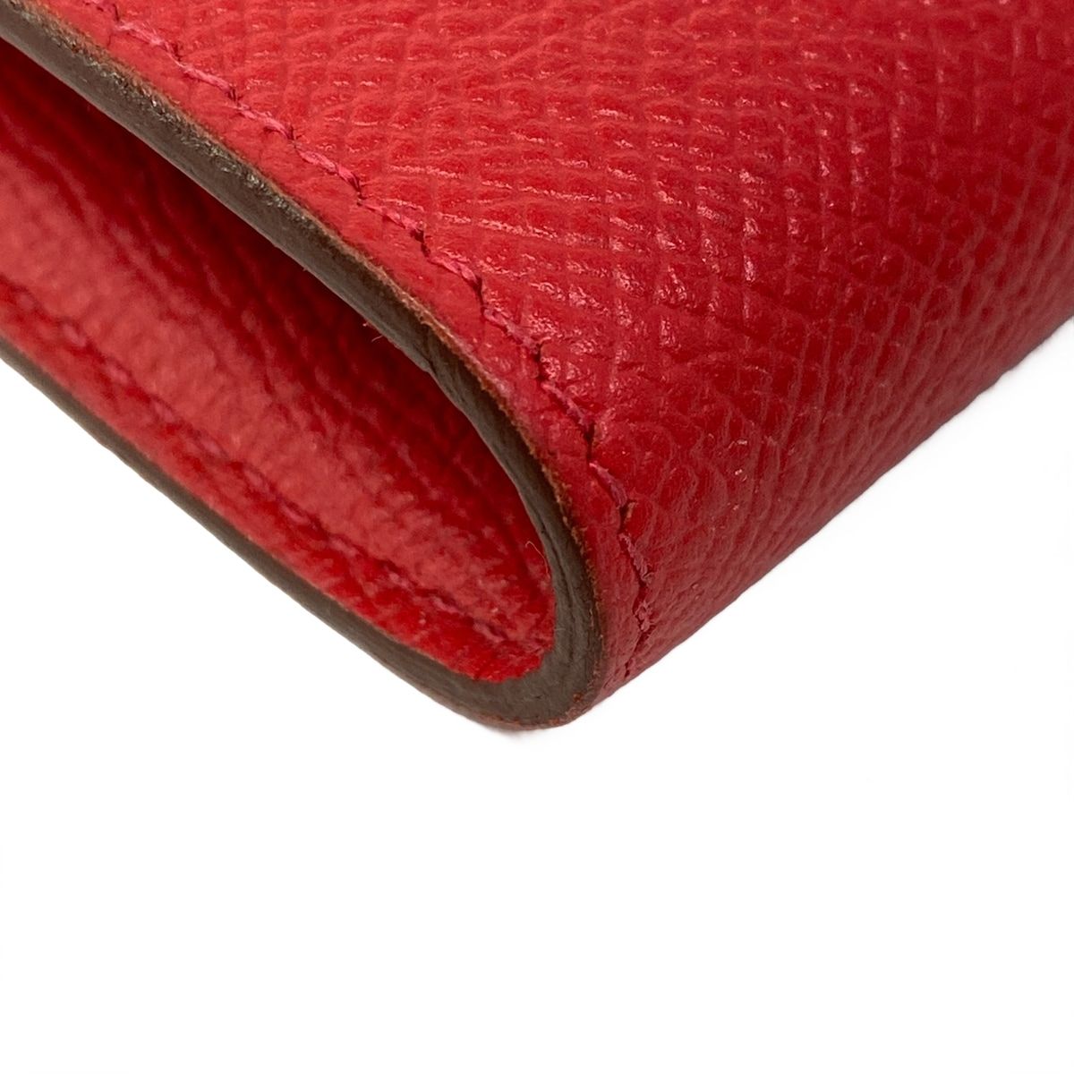 Hermes Wallet Kelly Long Rouge Kazak Silver — view 7