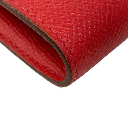Hermes Wallet Kelly Long Rouge Kazak Silver — view 7