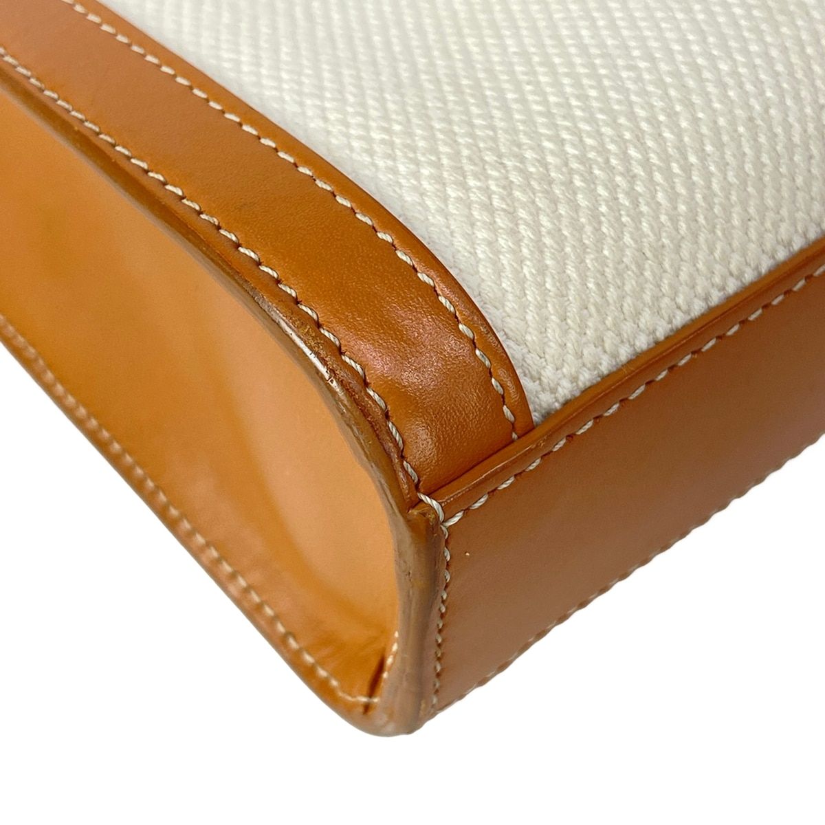 Celine Tote Mini Vertical Cover Ivory Light Brown Black Leather — view 6