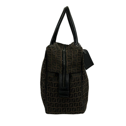 Fendi Boston Bag Zucchino Pattern Dark Brown No Lock Leather — view 2
