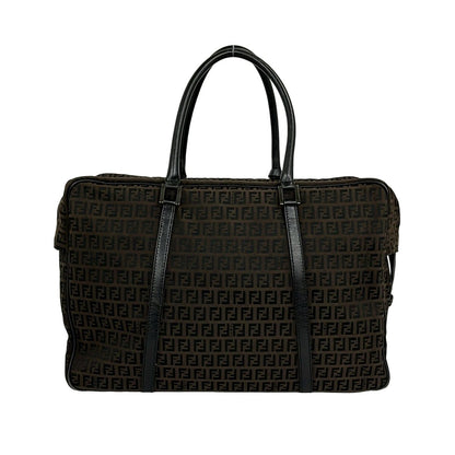 Fendi Boston Bag Zucchino Pattern Dark Brown No Lock Leather — view 3