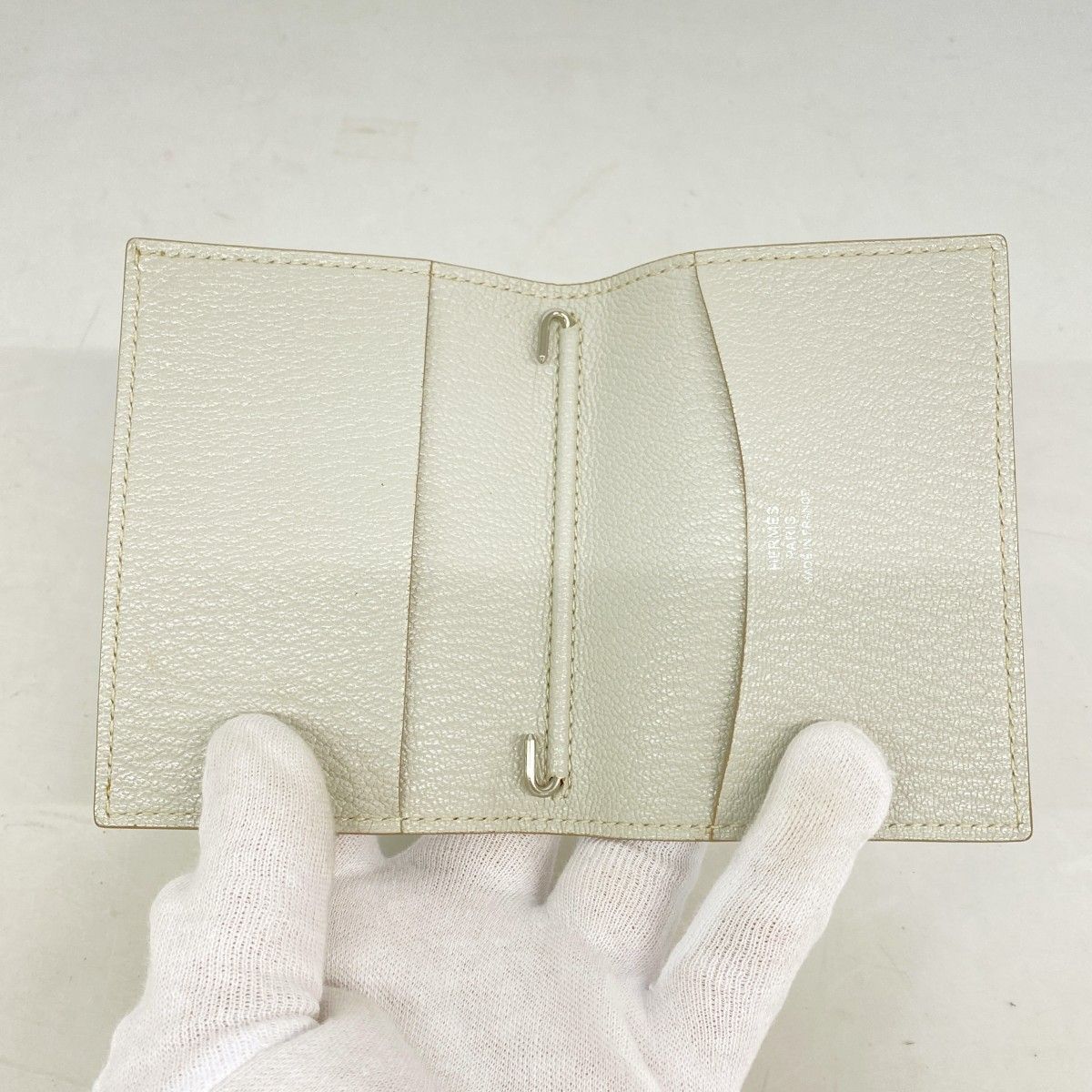 Hermes Notebook Cover Agenda Mini Chevre Misor Beton Silver — view 3