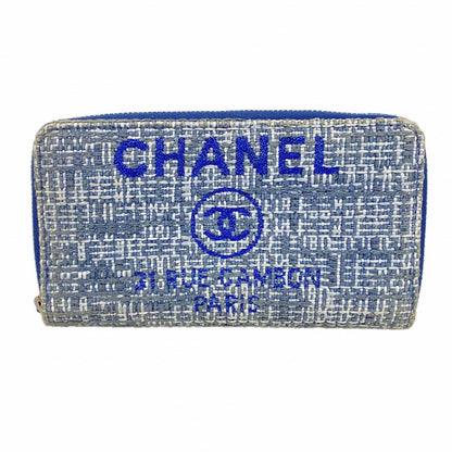 Chanel Wallet Deauville Tweed Blue Silver