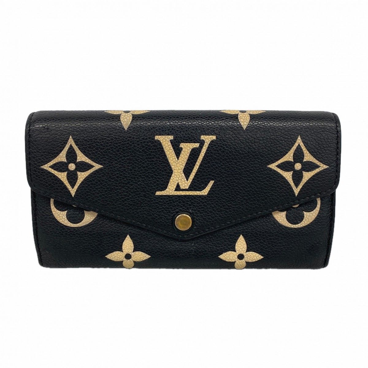 Louis Vuitton Wallet Monogram Empreinte Bicolor Portefeuille Sarah Black Beige