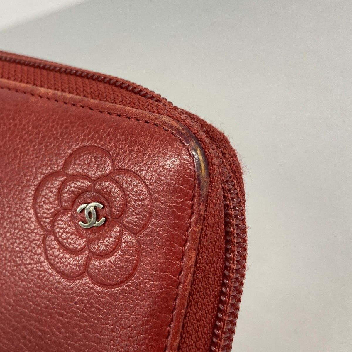 Chanel Wallet Camellia Leather Red Silver — view 5