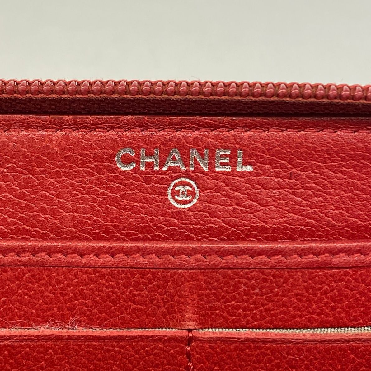 Chanel Wallet Camellia Leather Red Silver — view 4
