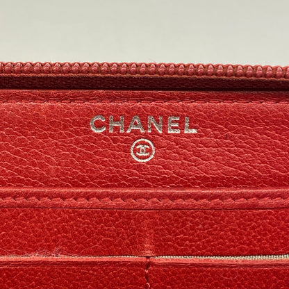 Chanel Wallet Camellia Leather Red Silver — view 4