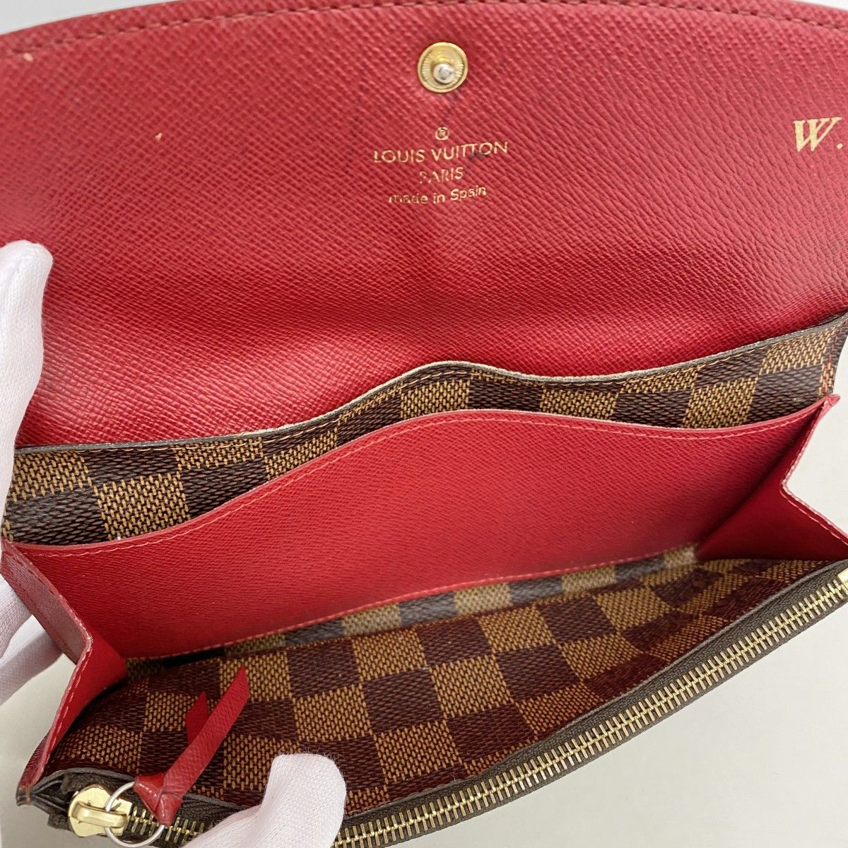 Louis Vuitton Wallet Damier Portefeuille Emily Ebene Rouge — view 3