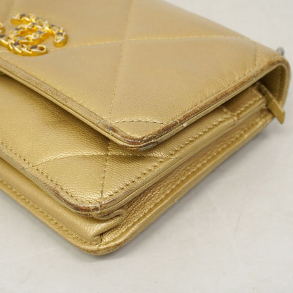 Chanel Shoulder Wallet 19 Lambskin Brown Gold Silver — view 6