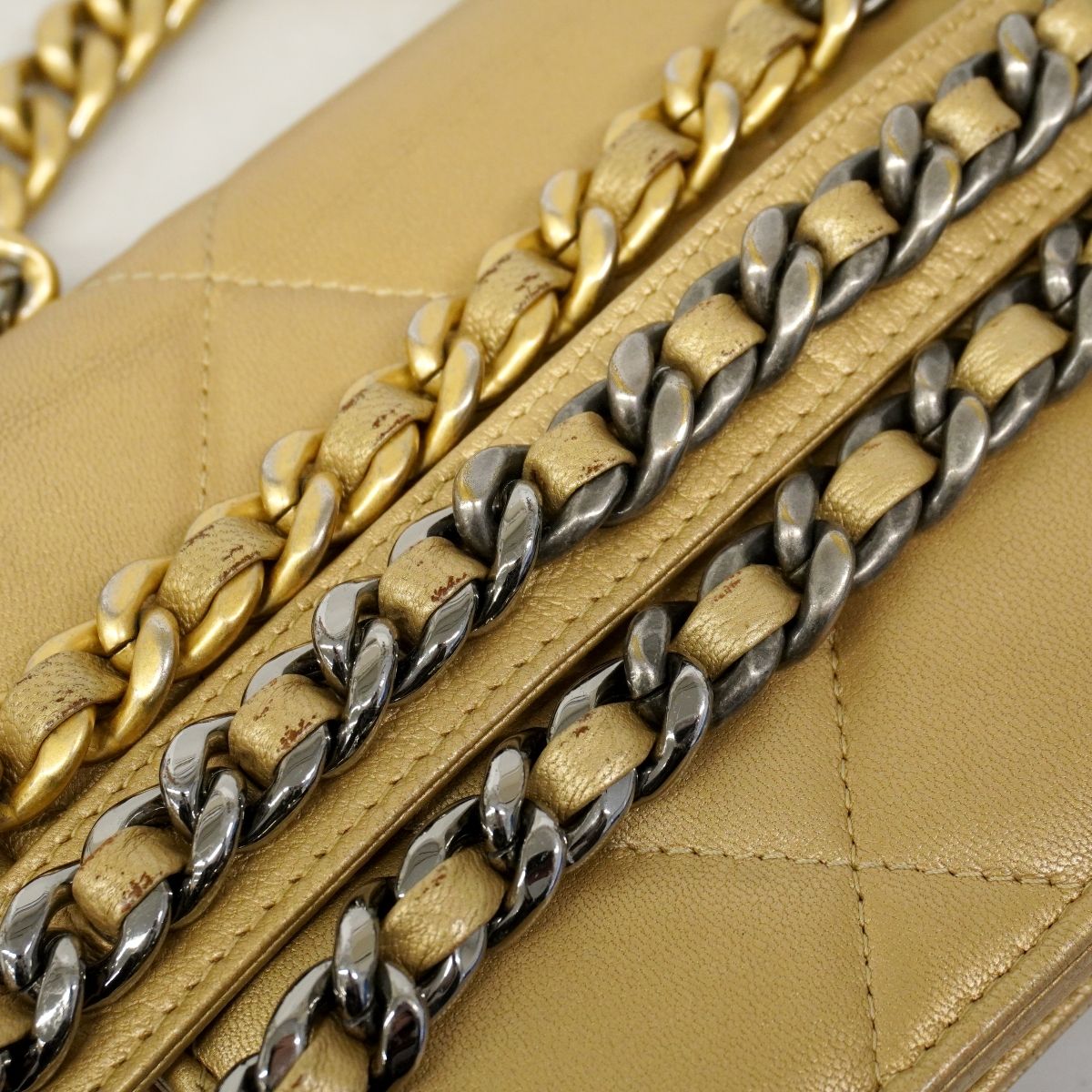 Chanel Shoulder Wallet 19 Lambskin Brown Gold Silver — view 8