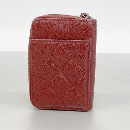 Chanel Coin Case Quilted Caviar Leather Bordeaux Silver — view 8