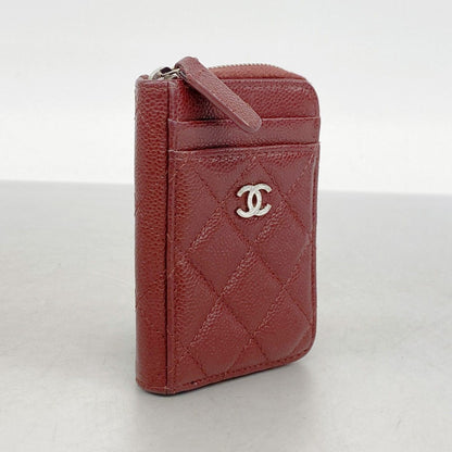 Chanel Coin Case Quilted Caviar Leather Bordeaux Silver — view 2