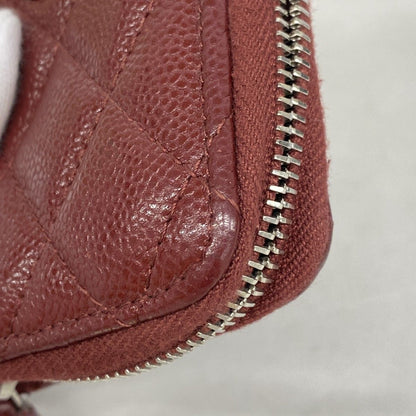Chanel Coin Case Quilted Caviar Leather Bordeaux Silver — view 6
