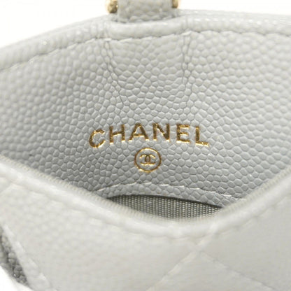 Chanel Card Case Quilted Caviar Leather Gray Champagne Gold — view 4