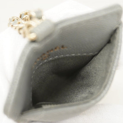 Chanel Card Case Quilted Caviar Leather Gray Champagne Gold — view 3