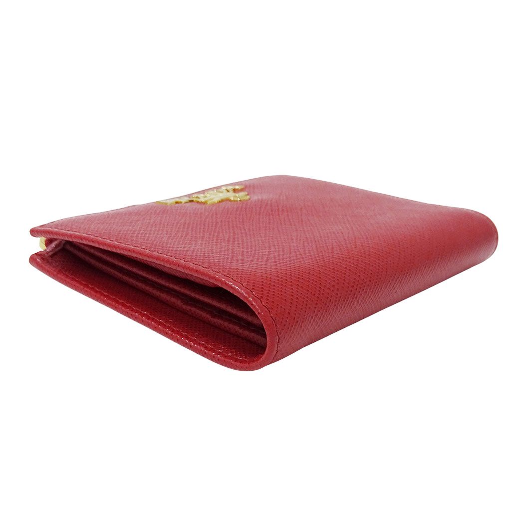 Prada Wallet Bifold Saffiano Red Mini Compact Simple Adult — view 3