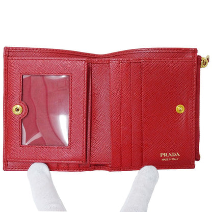 Prada Wallet Bifold Saffiano Red Mini Compact Simple Adult — view 7