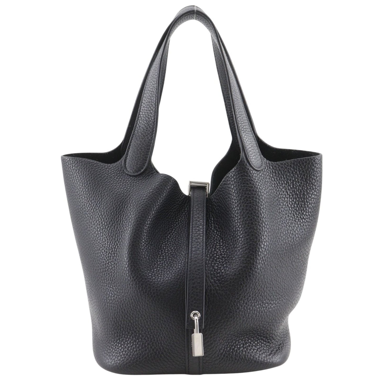 Hermes Picotin Lock 22 Taurillon Clemence Black Silver T Handbag