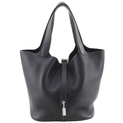 Hermes Picotin Lock 22 Taurillon Clemence Black Silver T Handbag