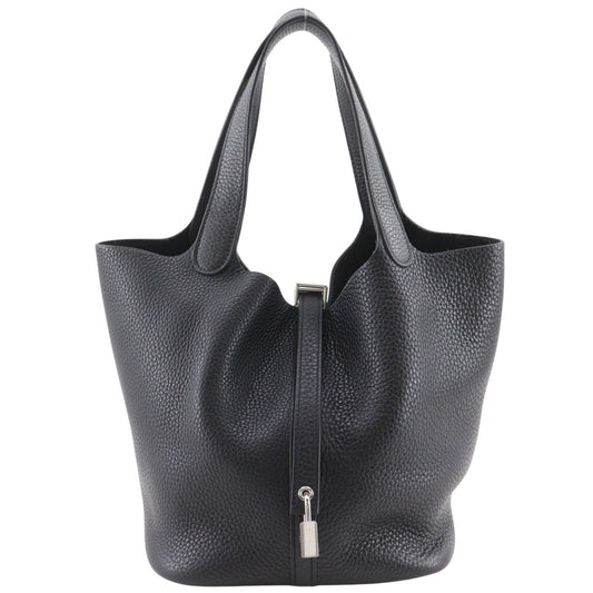 Hermes Picotin Lock 22 Taurillon Clemence Black Silver T Handbag
