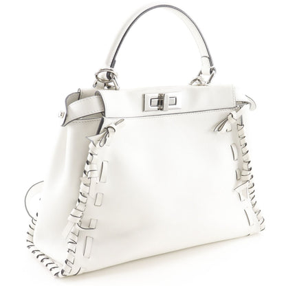 Fendi Peekaboo 2-Way Shoulder Leather White Handbag — view 3