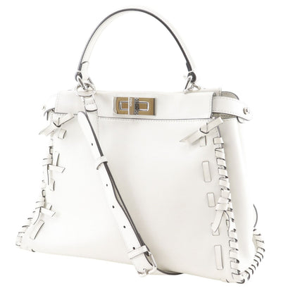 Fendi Peekaboo 2-Way Shoulder Leather White Handbag — view 2