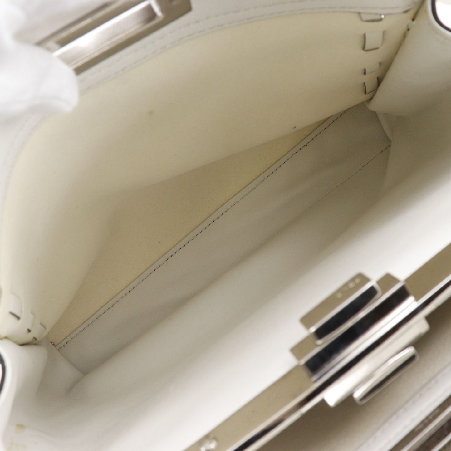 Fendi Peekaboo 2-Way Shoulder Leather White Handbag — view 7