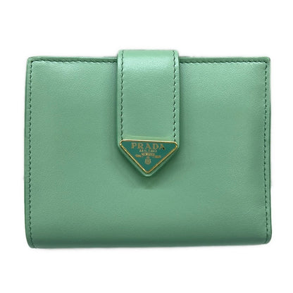 Prada Bifold Wallet Light Green Leather