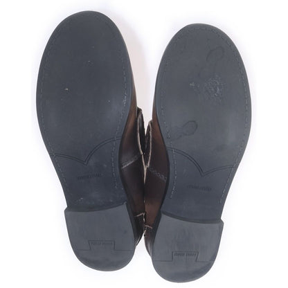 Miu Miu Coinpenny Leather Mule Gold Loafers Brown 37 — view 5
