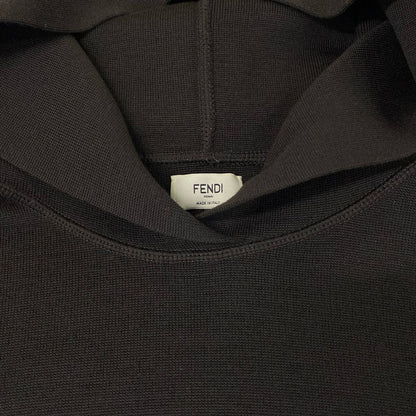 Fendi Poncho TU Dark Brown Light Blue Black Knit Hooded Logo Wool — view 5