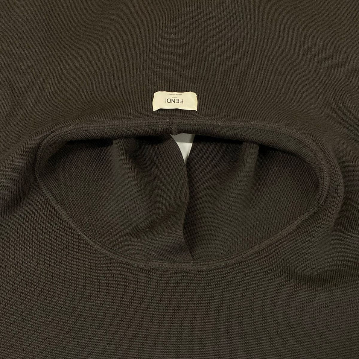 Fendi Poncho TU Dark Brown Light Blue Black Knit Hooded Logo Wool — view 8