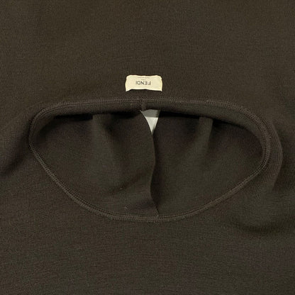 Fendi Poncho TU Dark Brown Light Blue Black Knit Hooded Logo Wool — view 8