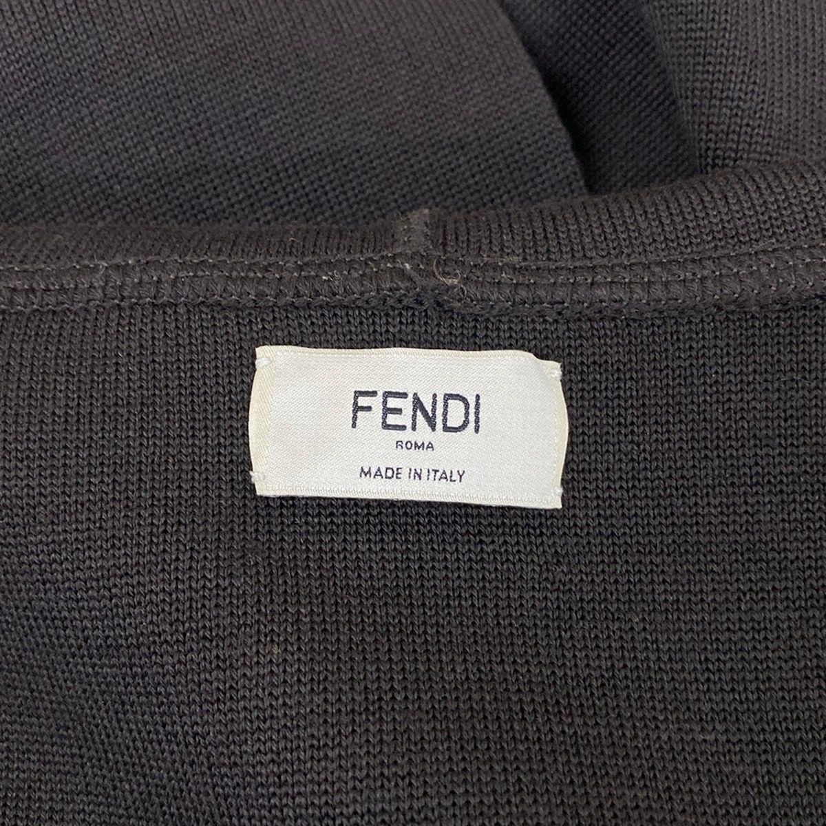 Fendi Poncho TU Dark Brown Light Blue Black Knit Hooded Logo Wool — view 3