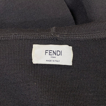 Fendi Poncho TU Dark Brown Light Blue Black Knit Hooded Logo Wool — view 3
