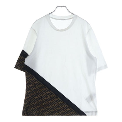 Fendi Zucca Logo All Over Pattern Kuru Neckshort Sleeve T-Shirt White Brown