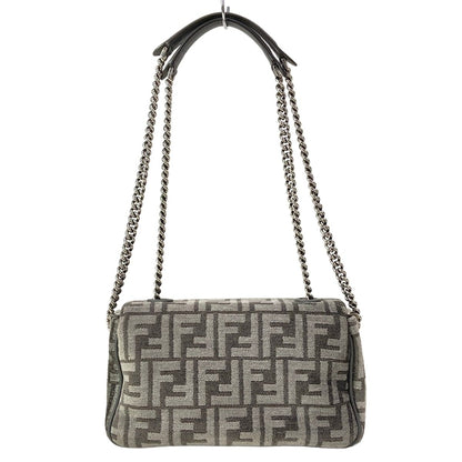 Fendi Shoulder Bag Baguette Chain Midi Dark Gray Cotton Leather — view 3