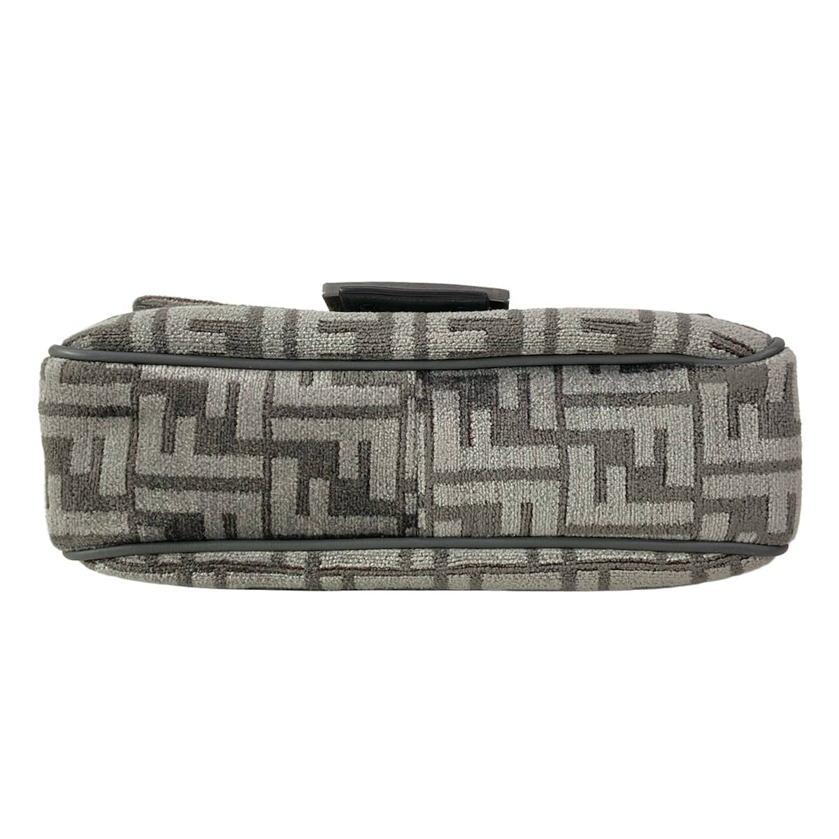 Fendi Shoulder Bag Baguette Chain Midi Dark Gray Cotton Leather — view 5