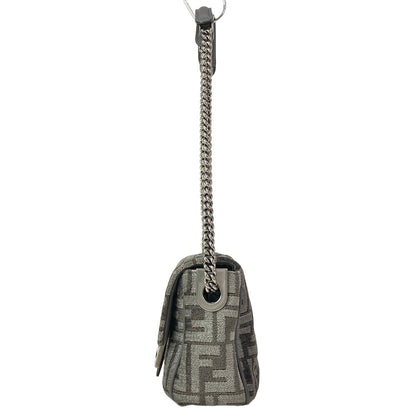 Fendi Shoulder Bag Baguette Chain Midi Dark Gray Cotton Leather — view 4