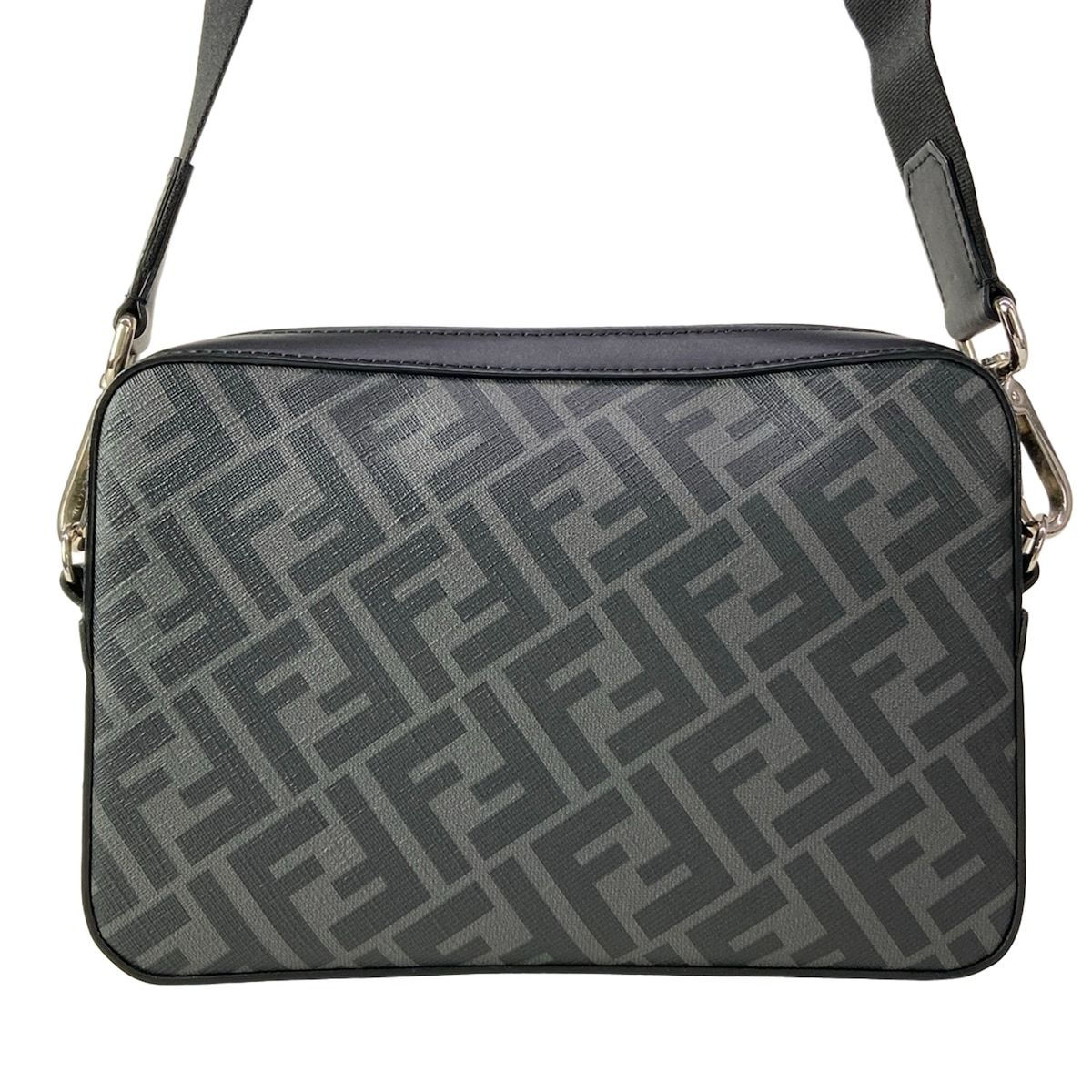 Fendi Shoulder Bag Camera Case Zucca Pattern Dark Gray Leather — view 3