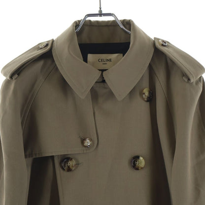Celine Cotton with Belt Classic Trench Coat Double Button Longcoat 50 Beige — view 3