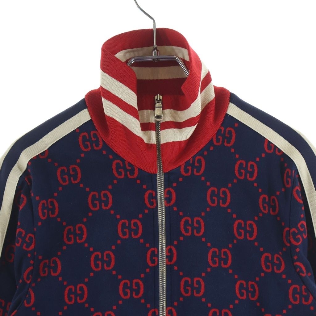 Gucci GG Jacquard Cotton Jacket All Over Pattern Track Jacket Navy — view 3