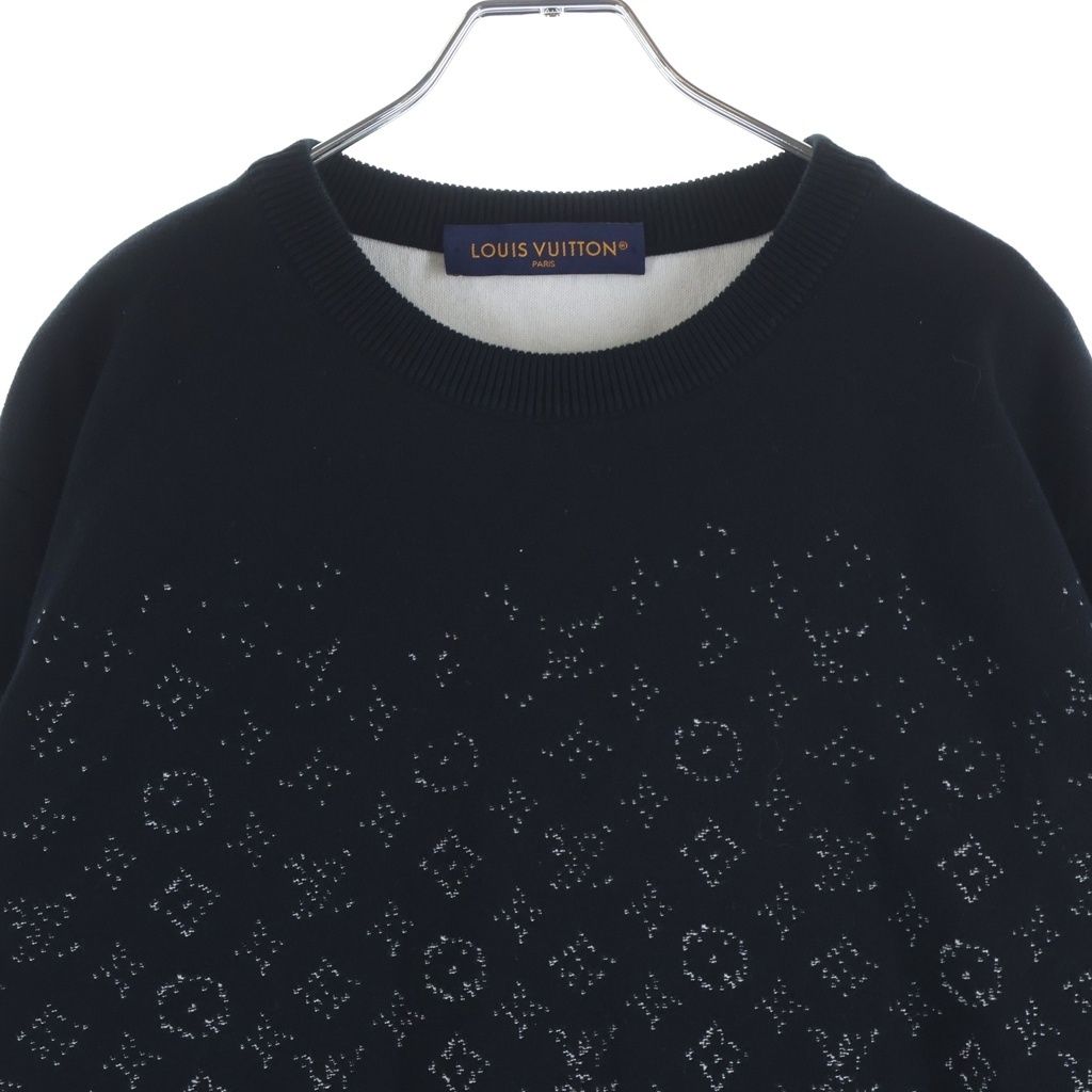 Louis Vuitton LV SE Monogram Gradient Crew Neck Cotton Knit Sweater Black — view 3