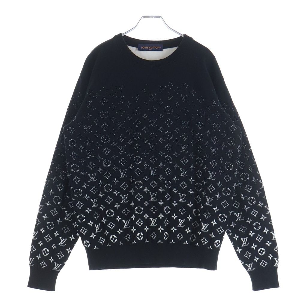 Louis Vuitton LV SE Monogram Gradient Crew Neck Cotton Knit Sweater Black